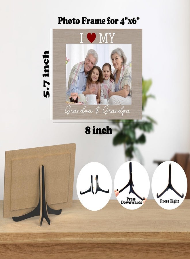Zmyollo Grandparents Picture Frame, I Love My Grandma & Grandpa - Wooden Tabletop Photo Frame With Stand, Gifts for Grandparents from Granddaughter Grandson, Birthday Gifts For Grandma Grandpa, B07 - Image 2